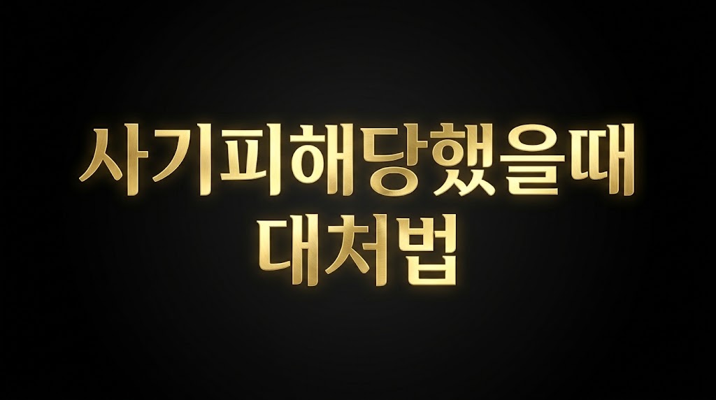 사기 피해 당했을때 대처법